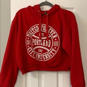 Red cropped hoodie